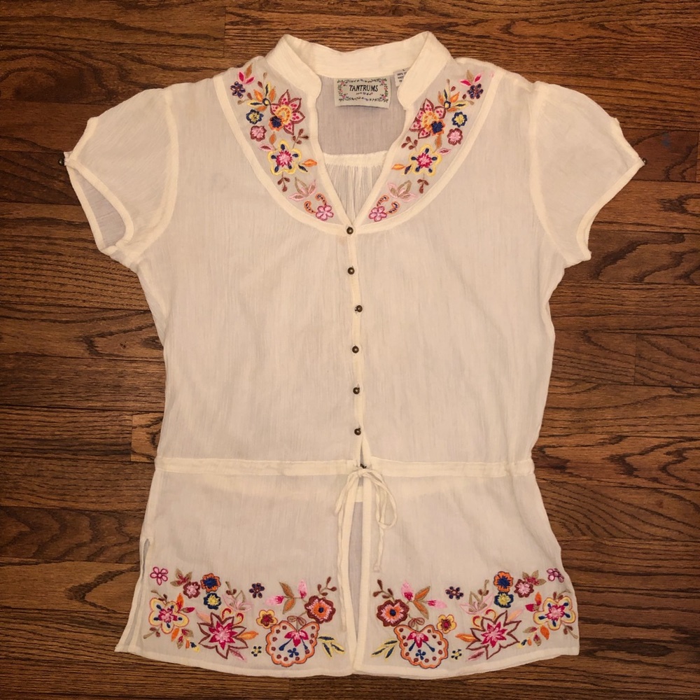 Vintage Embroidered Tantrums Blouse